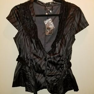 Ashley by 26 Intl. Black and Gray Zebra Print Vest